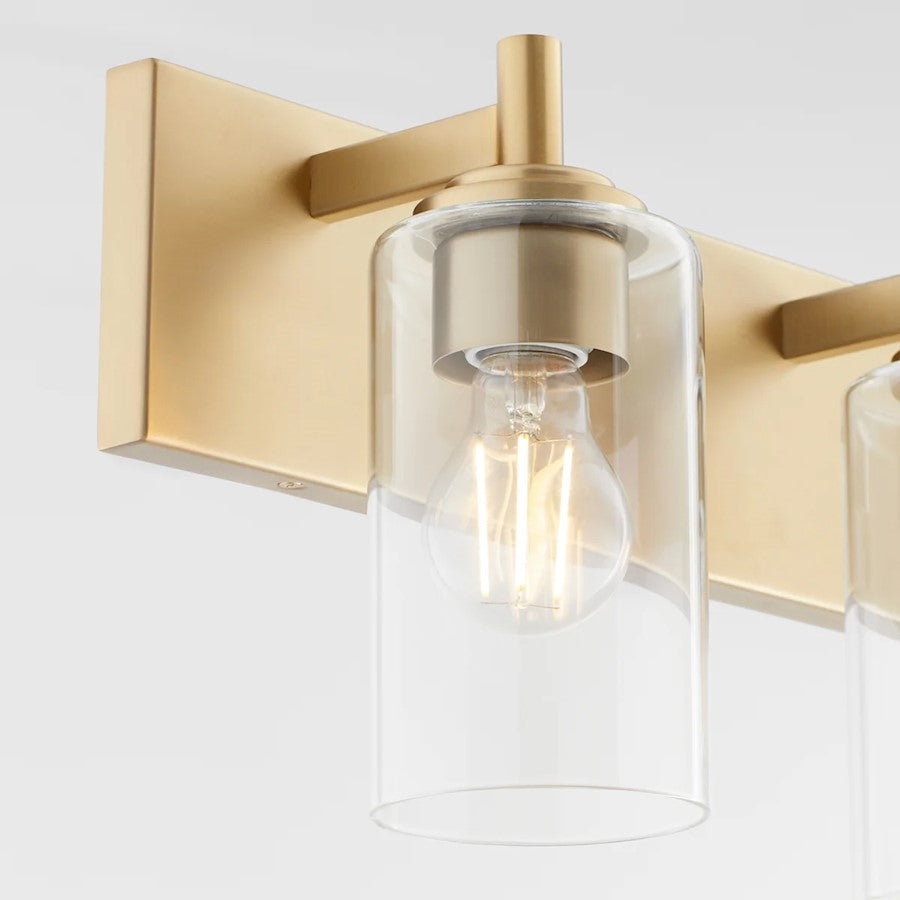 4 Light Bathroom Vanity Light, Aged Brass