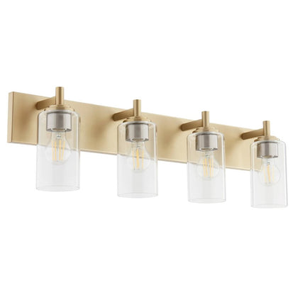 4 Light Bathroom Vanity Light, Aged Brass