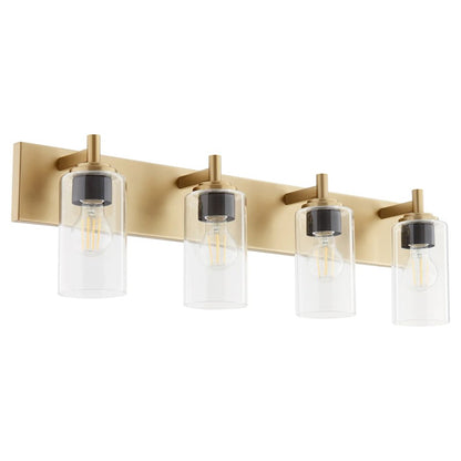 4 Light Bathroom Vanity Light, Aged Brass