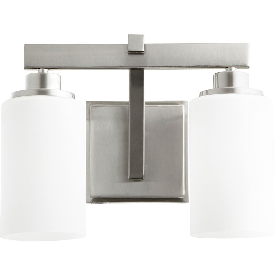 Quorum Lancaster 2 Light 13.25' Vanity, Satin Nickel