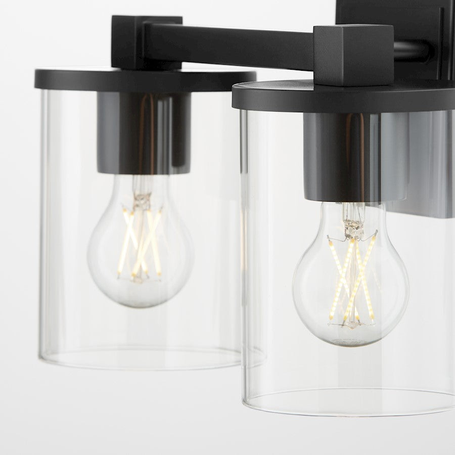 2 Light Bathroom Vanity Light, Matte Black