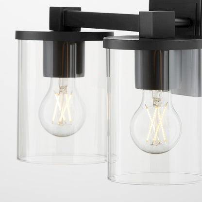 2 Light Bathroom Vanity Light, Matte Black