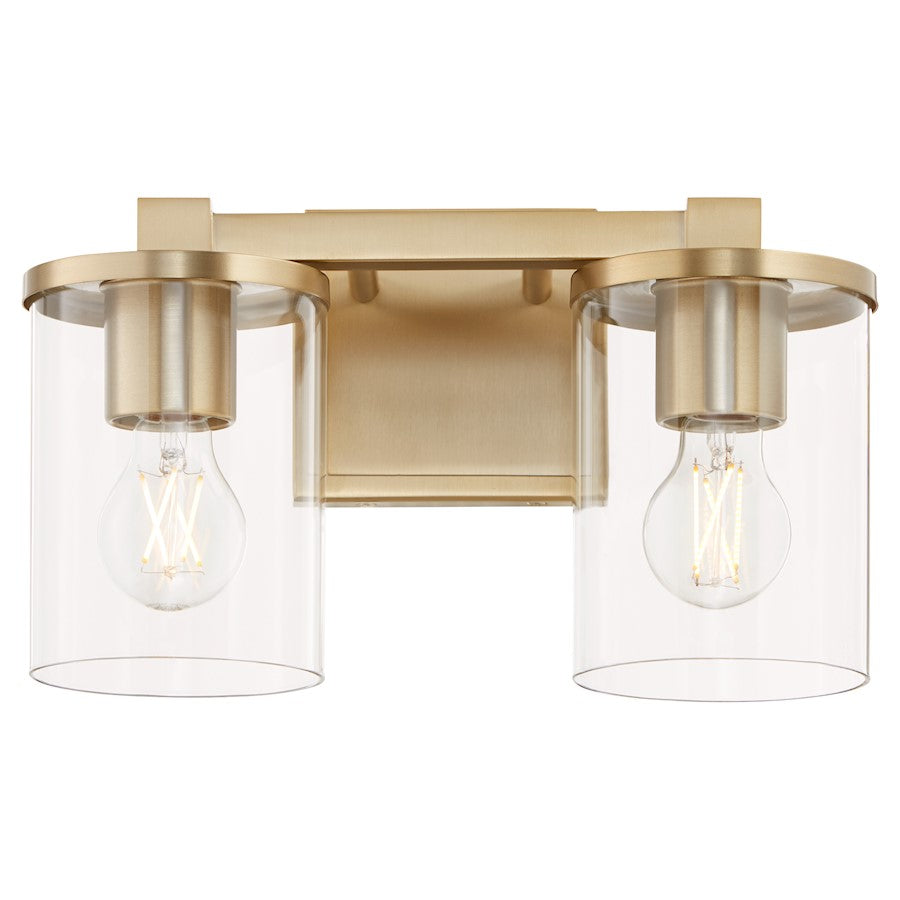 2 Light Bathroom Vanity Light, Aged Brass