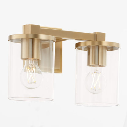2 Light Bathroom Vanity Light, Aged Brass
