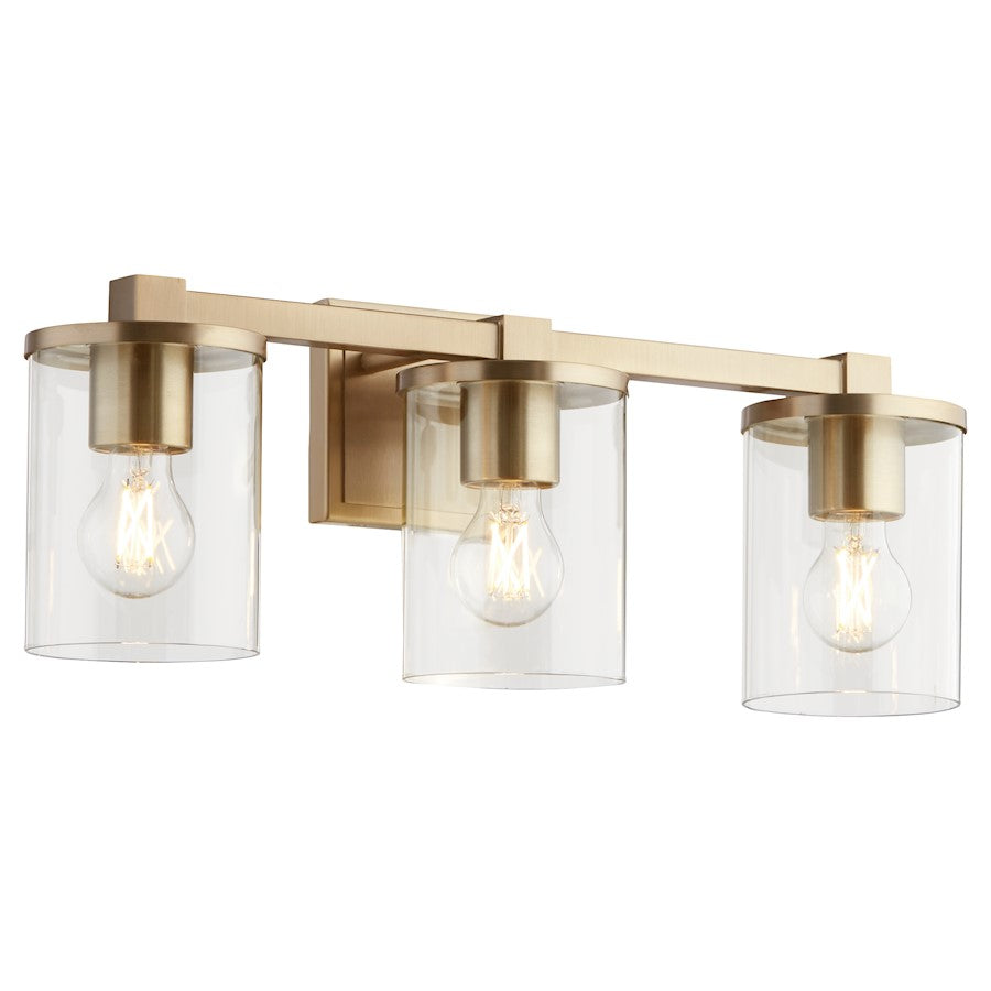 3 Light Bathroom Vanity Light, Aged Brass