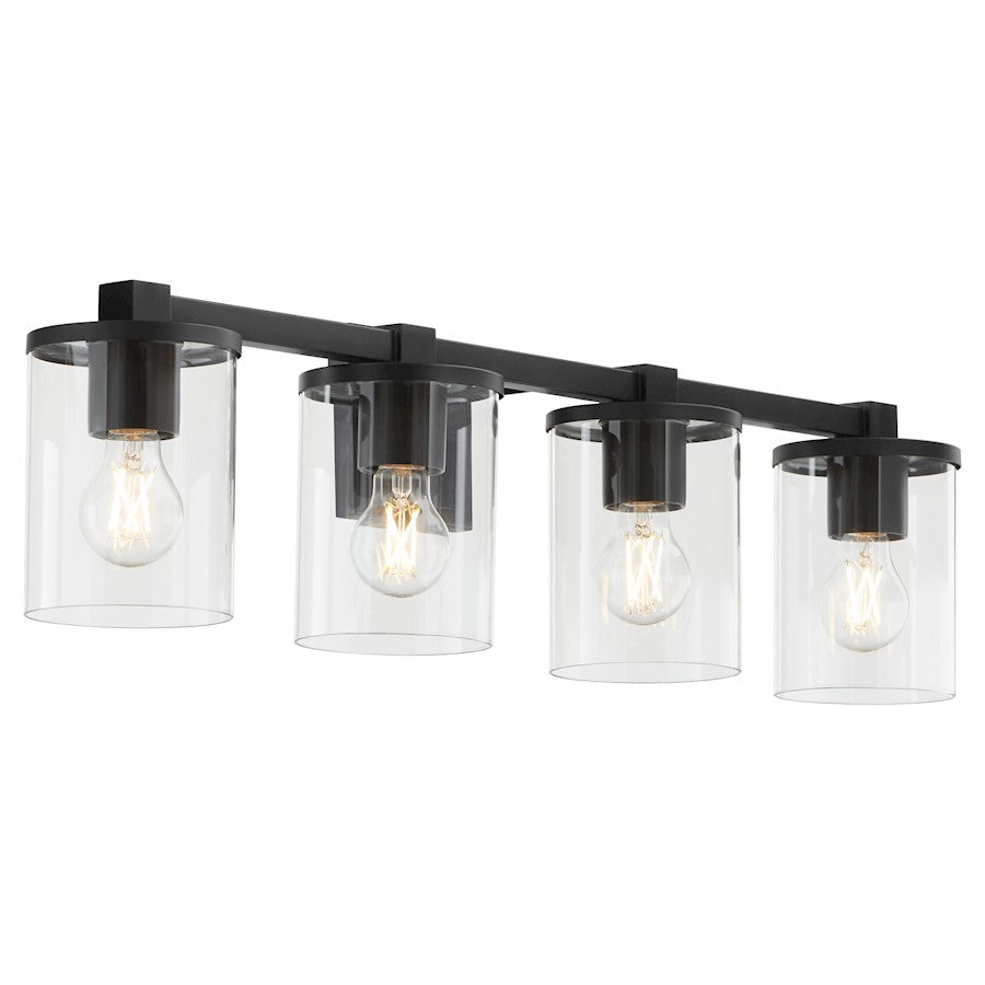 4 Light Bathroom Vanity Light, Matte Black