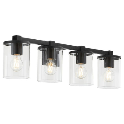 4 Light Bathroom Vanity Light, Matte Black