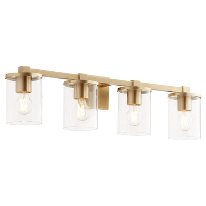 4 Light Bathroom Vanity Light, Aged Brass