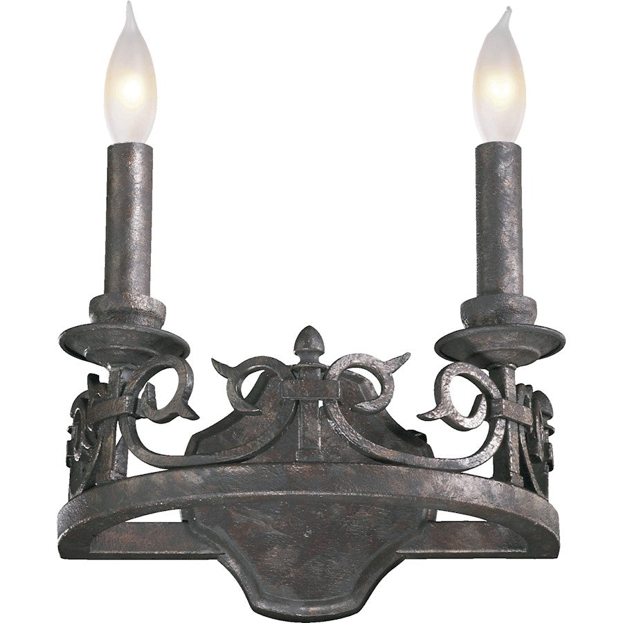 Quorum Lorenco 2 Light Wall Mount, Spanish Silver
