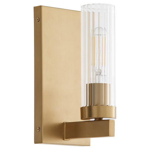 Quorum Kilbey 1Lt Wall Mount, Aged Brass/Clear/Fluted - 533-1-80