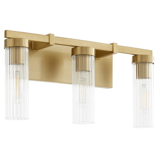 Quorum Kilbey 3Lt Vanity, Aged Brass/Clear/Fluted - 533-3-80