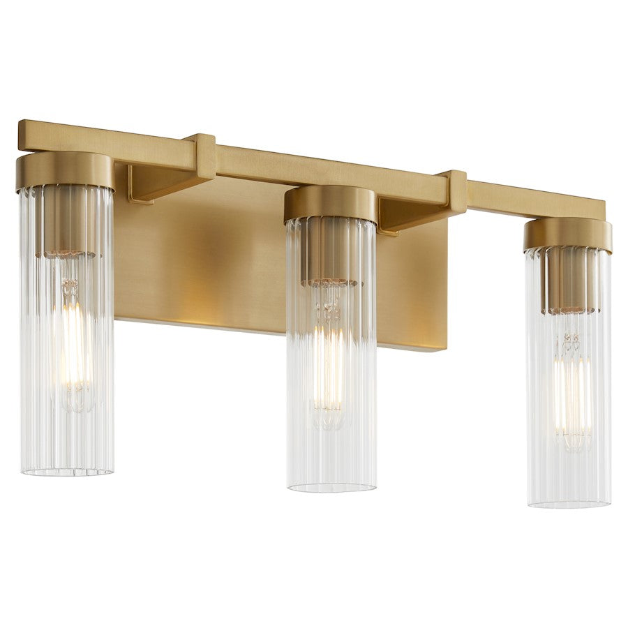 3 Light Bathroom Vanity Light, Aged Brass