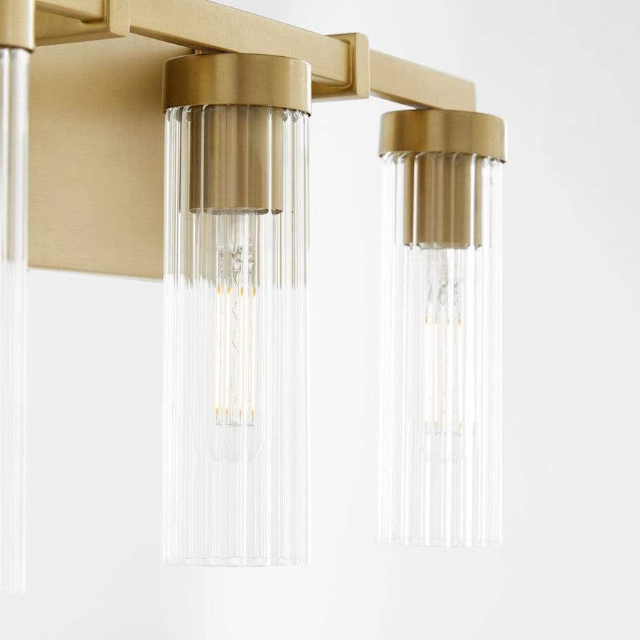 3 Light Bathroom Vanity Light, Aged Brass