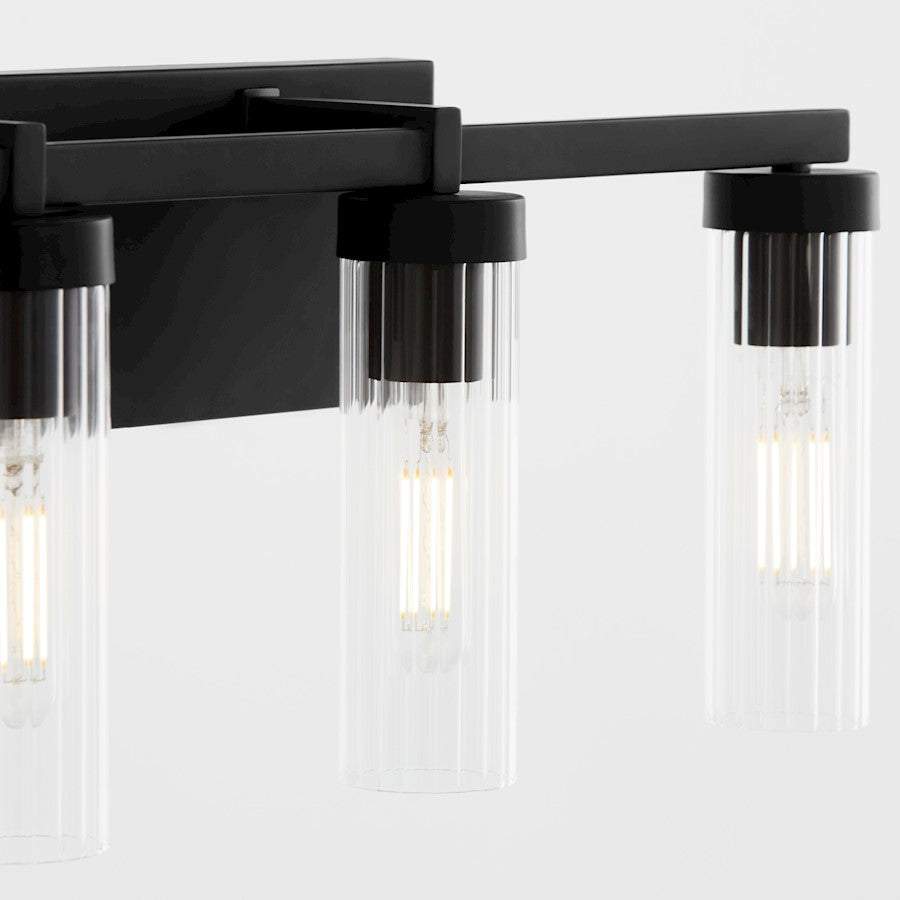 4 Light Bathroom Vanity Light, Matte Black