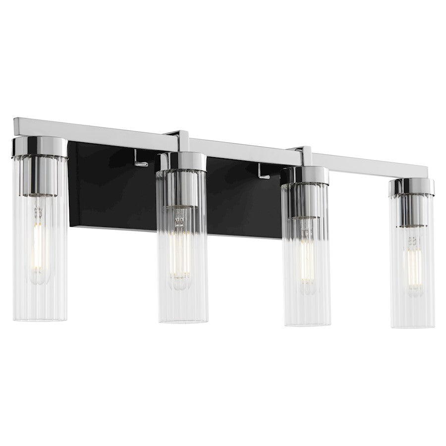 4 Light Bathroom Vanity Light, Matte Black