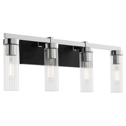 4 Light Bathroom Vanity Light, Matte Black