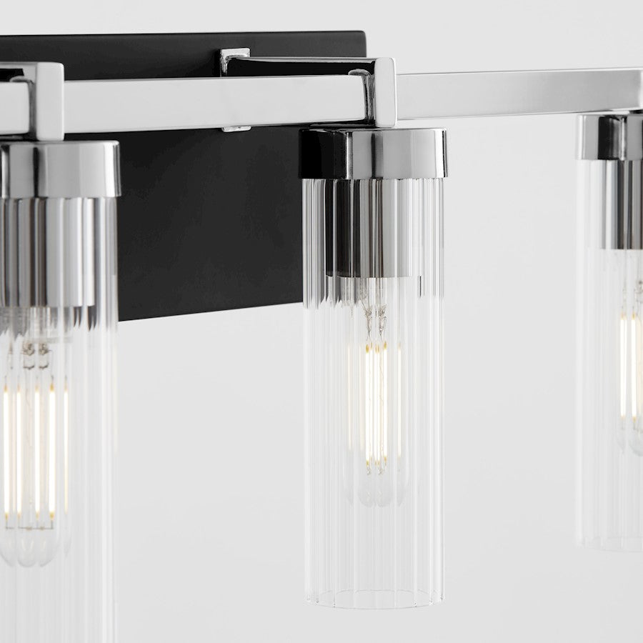 4 Light Bathroom Vanity Light, Matte Black
