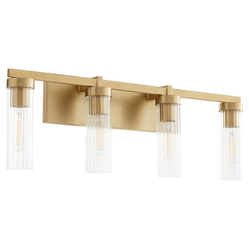 Quorum Kilbey 4Lt Vanity, Aged Brass/Clear/Fluted - 533-4-80