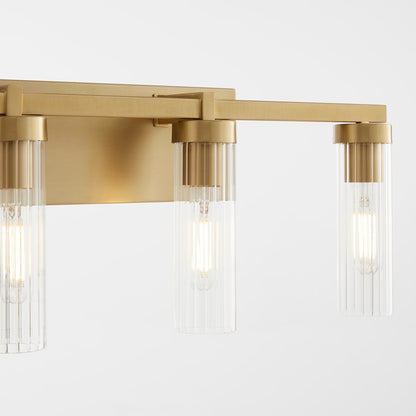 4 Light Bathroom Vanity Light, Aged Brass