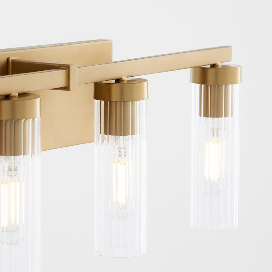 5 Light Bathroom Vanity Light, Aged Brass