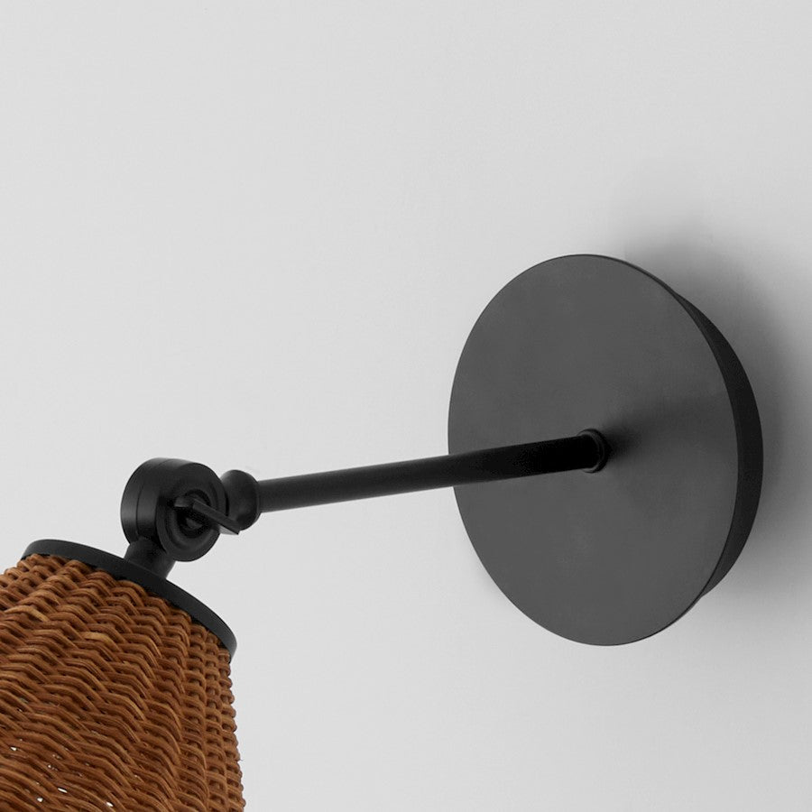 1 Light Small Wicker Wall Sconce