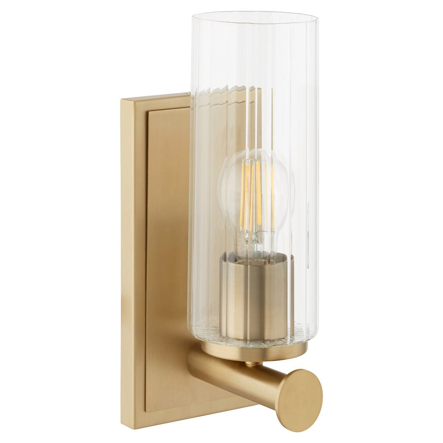 Quorum Juniper 1Lt Wall Mount, Aged Brass/Clear/Fluted - 540-1-80