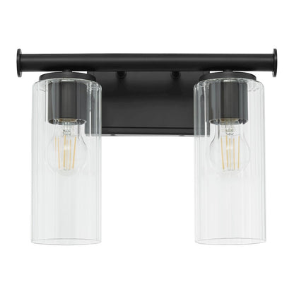 Quorum Juniper 2Lt Vanity, Matte Black/Clear/Fluted - 541-2-59
