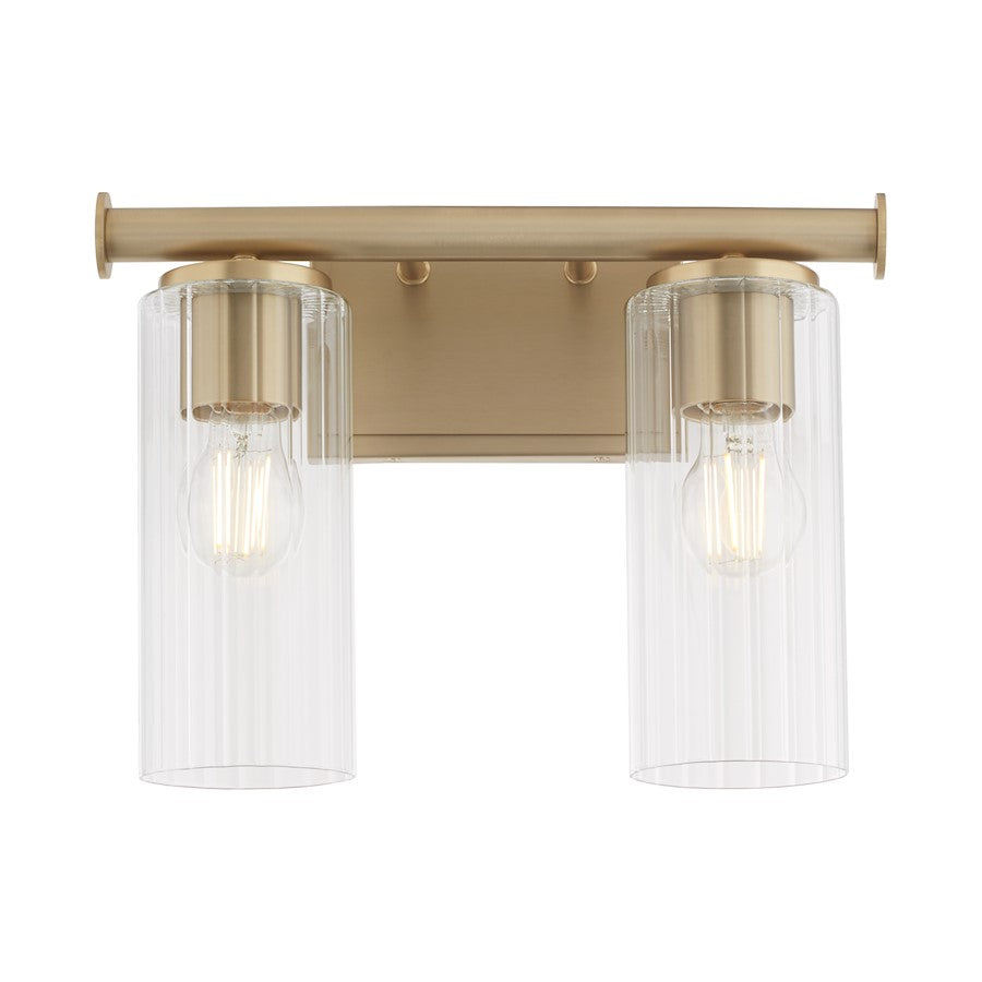 2 Light Bathroom Vanity Light, Aged Brass