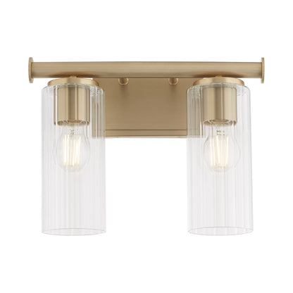 2 Light Bathroom Vanity Light, Aged Brass