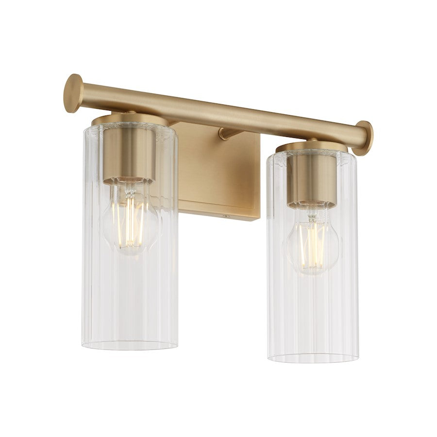 2 Light Bathroom Vanity Light, Aged Brass