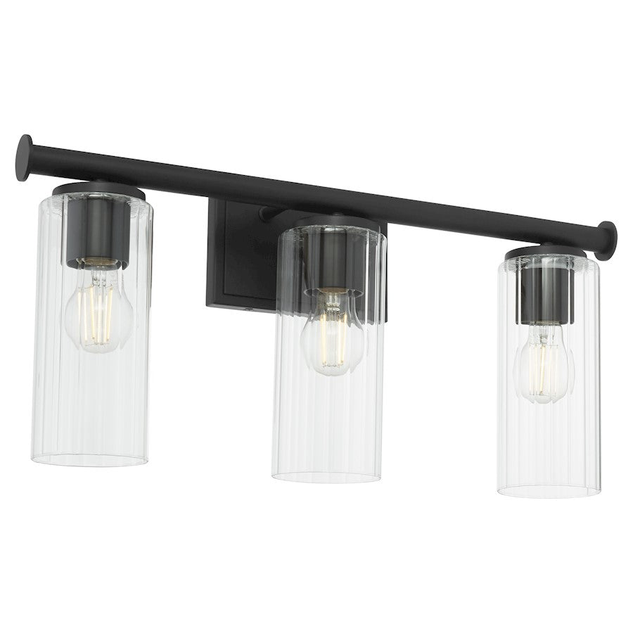 3 Light Bathroom Vanity Light, Matte Black