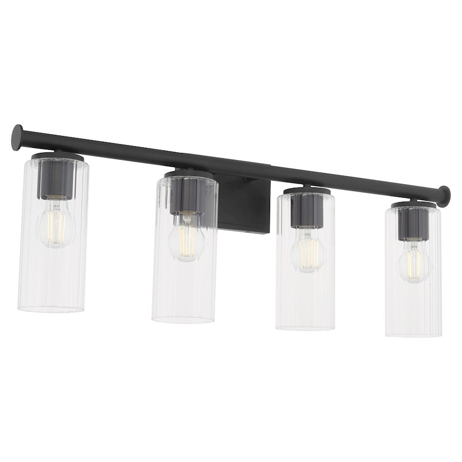 4 Light Bathroom Vanity Light, Matte Black