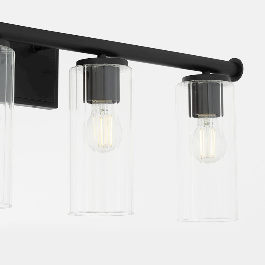 4 Light Bathroom Vanity Light, Matte Black