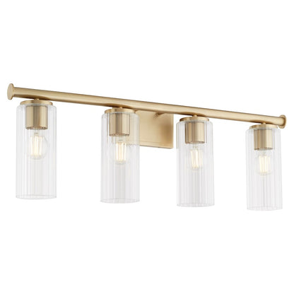 4 Light Bathroom Vanity Light, Aged Brass