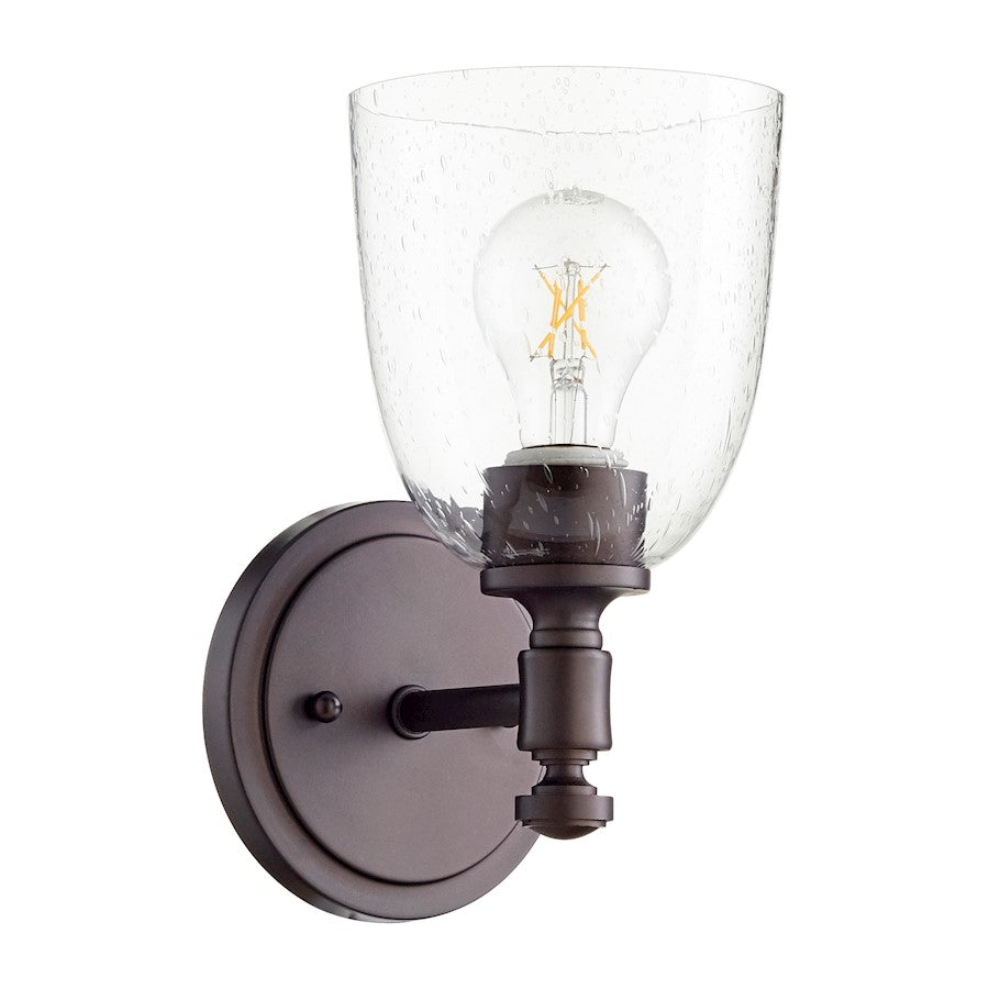 Quorum Rossington 1 Light 9" Wall Mount, Oiled Bronze/Clear/Seeded