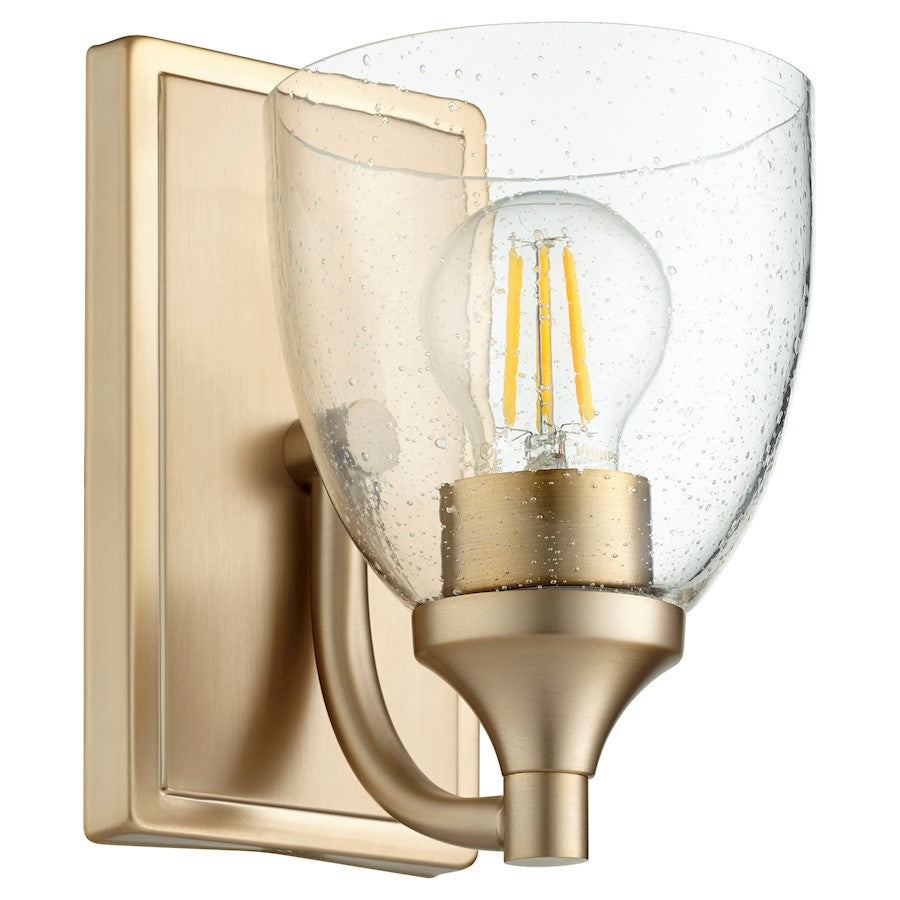 Quorum Enclave 1 Light Wall Mount, Aged Brass/Clear Seeded