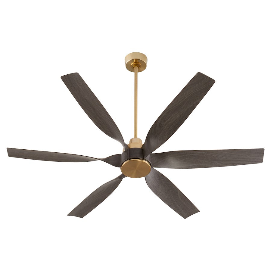 Quorum Kimbo 60" 6 Blade Patio Fan, Aged Brass