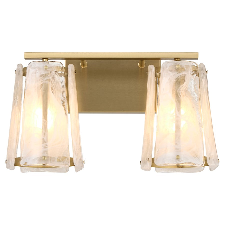 2 Light Bathroom Vanity Light, Aged Brass