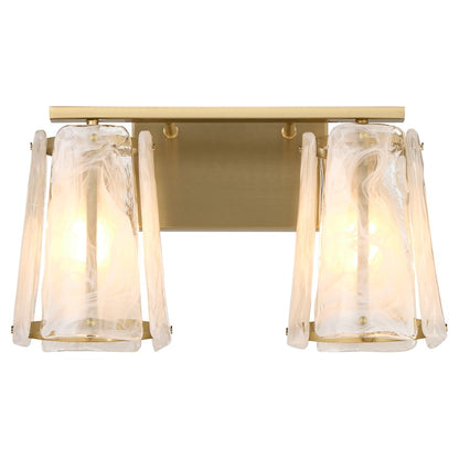 2 Light Bathroom Vanity Light, Aged Brass