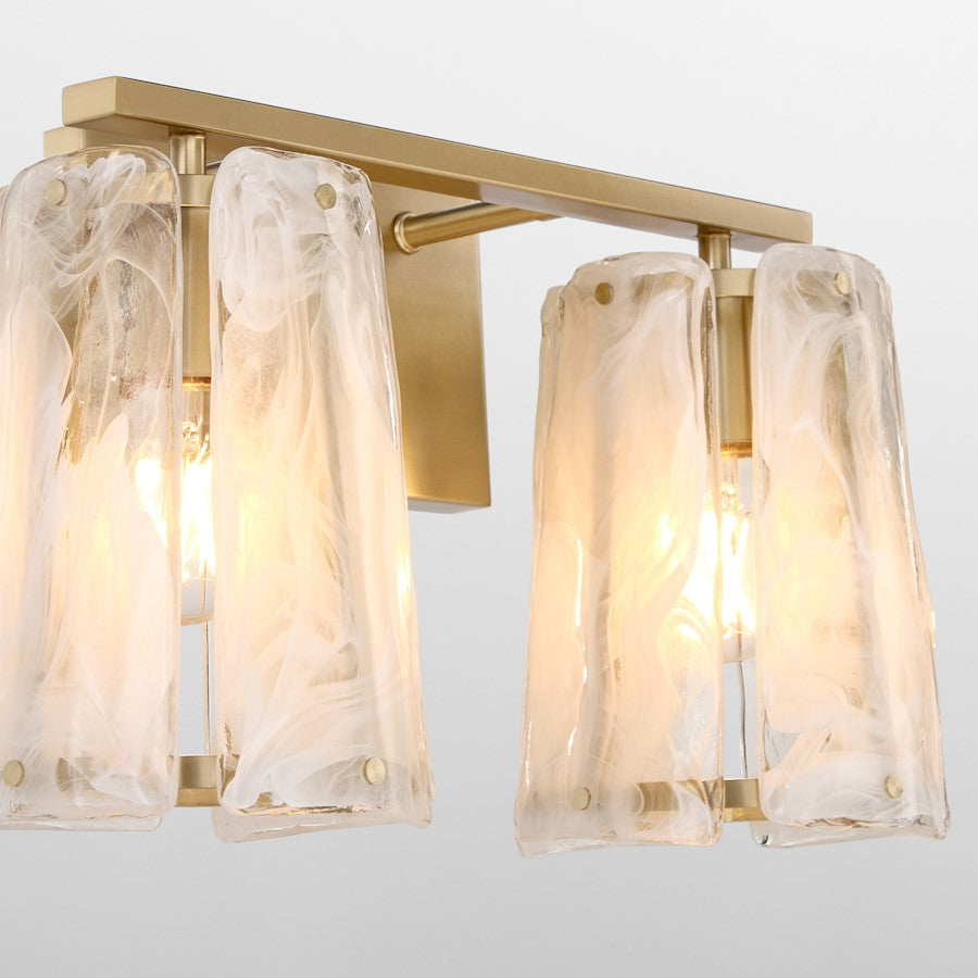 2 Light Bathroom Vanity Light, Aged Brass