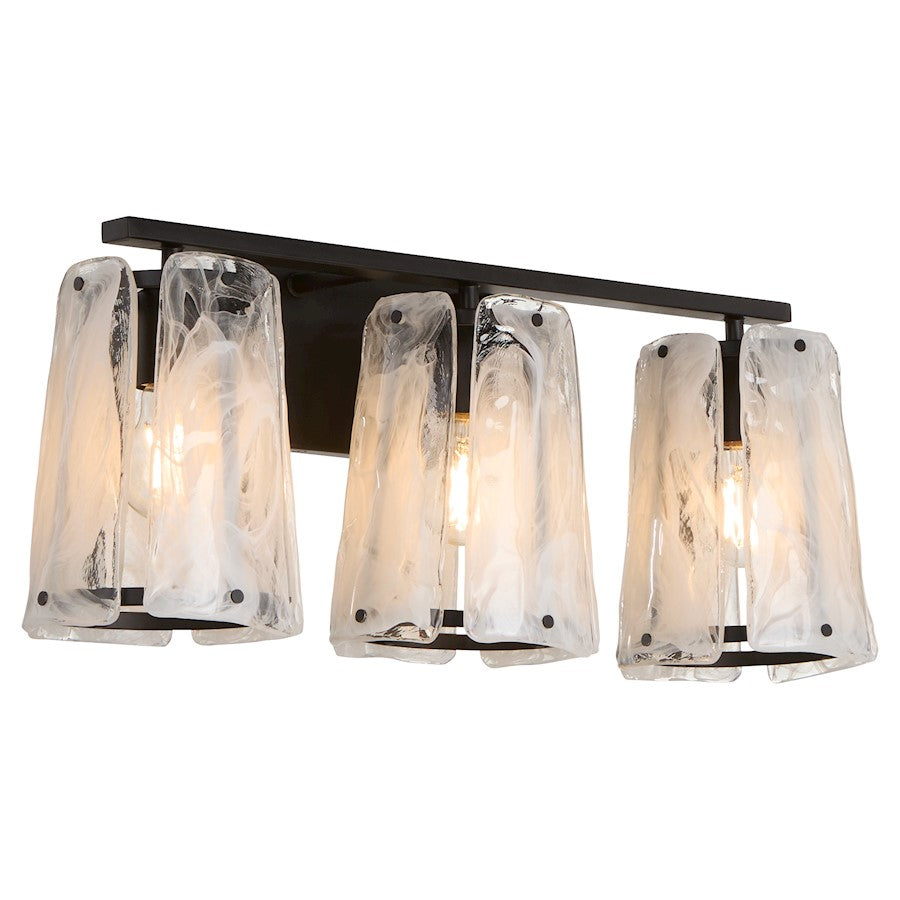 3 Light Bathroom Vanity Light, Matte Black