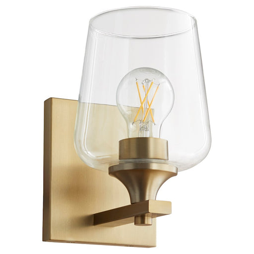 Quorum Veno 1Lt Wall Mount, Aged Brass/Clear - 558-1-80