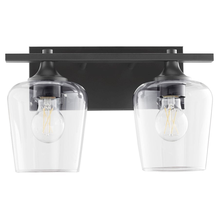 Quorum Veno 2Lt Vanity, Matte Black/Clear - 558-2-59