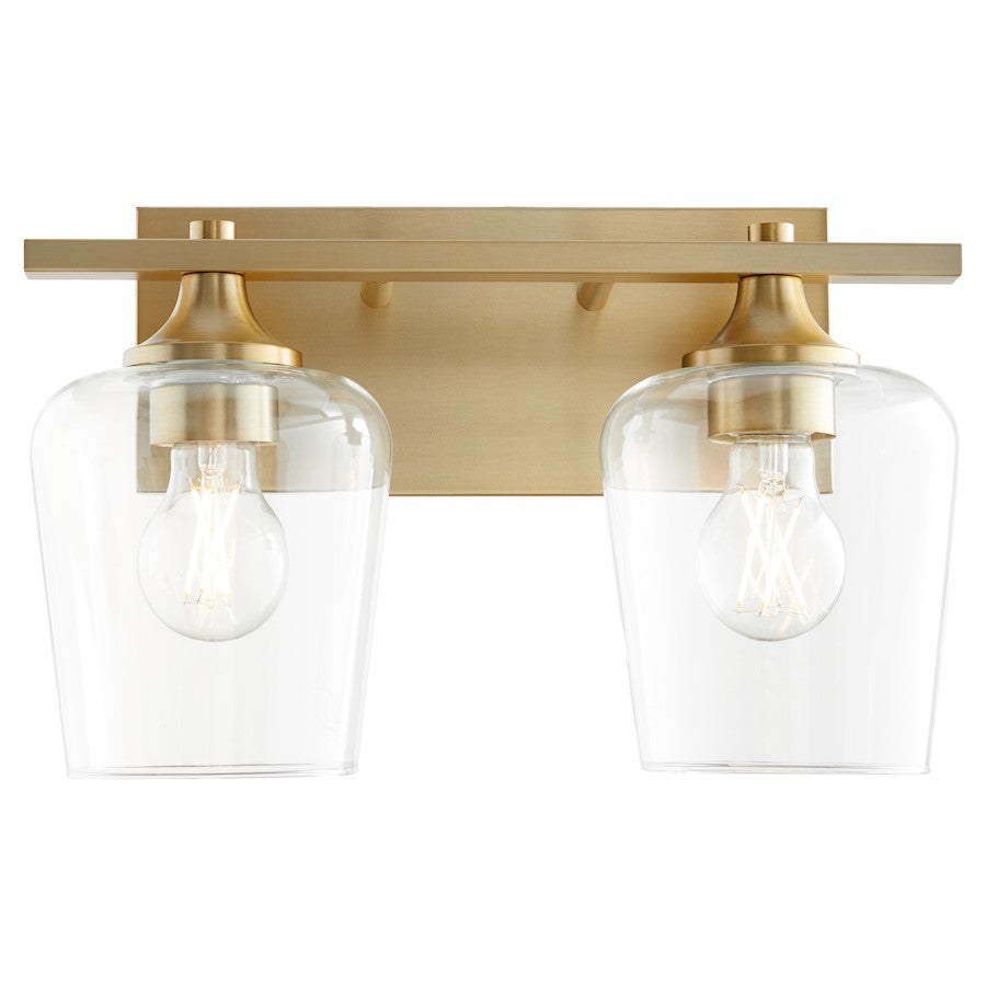 2 Light Bathroom Vanity Light, Aged Brass