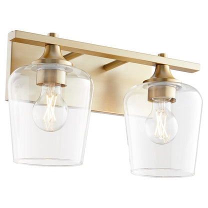 2 Light Bathroom Vanity Light, Aged Brass