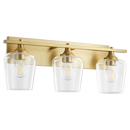 Quorum Veno 3Lt Vanity, Aged Brass/Clear - 558-3-80