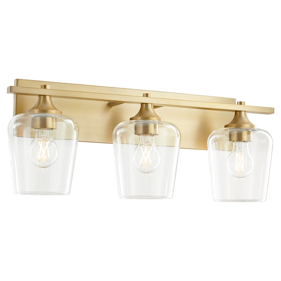 3 Light Bathroom Vanity Light, Aged Brass