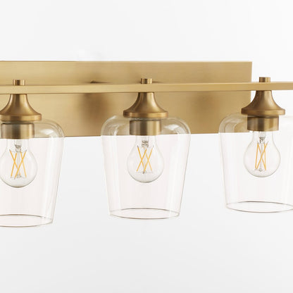3 Light Bathroom Vanity Light, Aged Brass