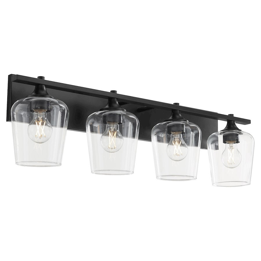 4 Light Bathroom Vanity Light, Matte Black
