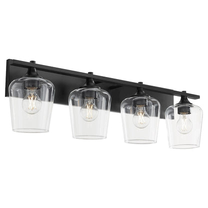 4 Light Bathroom Vanity Light, Matte Black